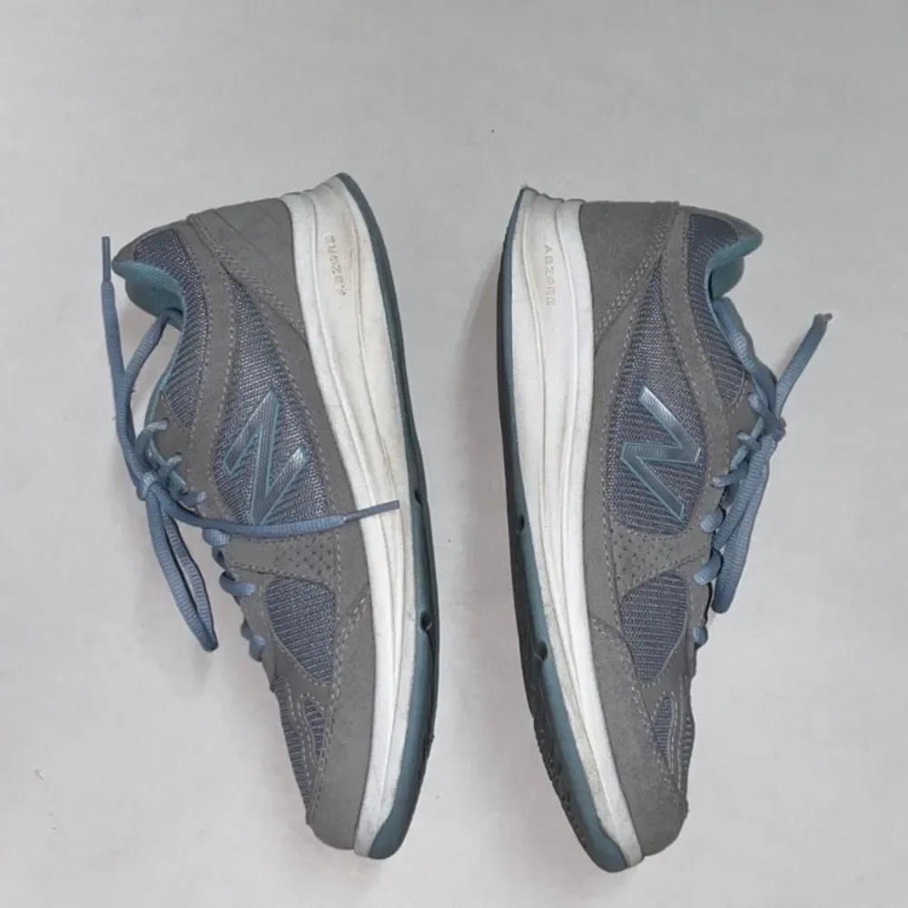 New Balance 877 v1 Light Gray and Blue Walking Shoes Size M6-7 W7.5-8.5
